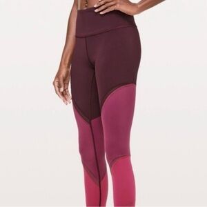 Lululemon Athletica Burgundy and Pink Leggings full length size 4